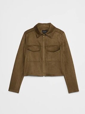 Vegan Suede Cropped Jacket - Banana Republic Factory
